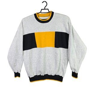Mens Vintage Dodger Gray Black & Yellow Color Block Pullover Sweatshirt Size XL